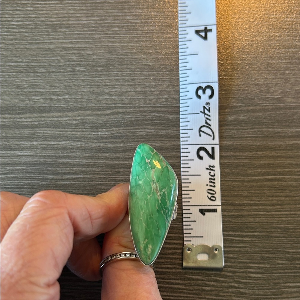 Unique Green Turquoise Stone Sterling Silver Women's Ring - Rare! - Picture 8 of 10